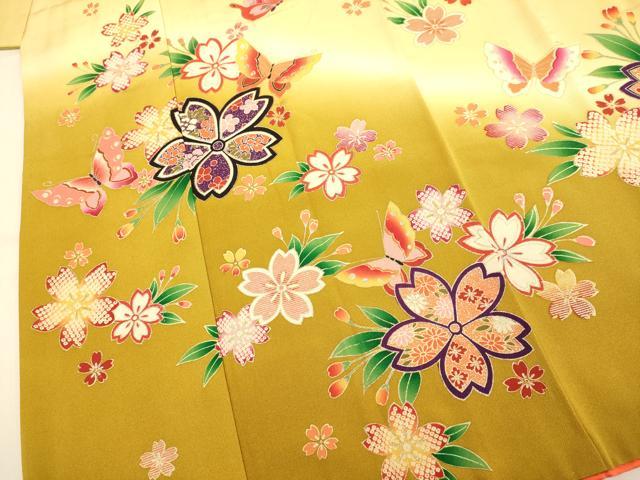 平和屋本店∵極上 女の子 十三参り 子供 祝着 舞蝶桜文 暈し染め 金彩 逸品 DZAB3231kh6