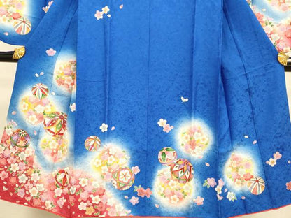 平和屋本店∵極上 女の子 十三参り 子供 祝着 花毬文 暈し染め 逸品 DZAB3233kh6