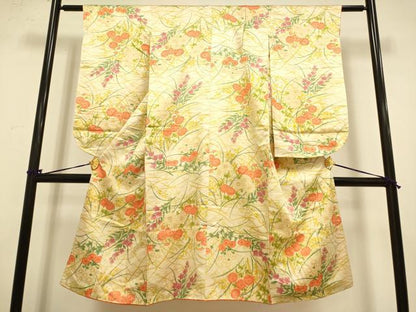平和屋本店[]極上　子供　女の子　9・10歳　小紋　草花文　逸品　DZAB3234kh6