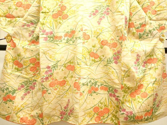 平和屋本店[]極上　子供　女の子　9・10歳　小紋　草花文　逸品　DZAB3234kh6