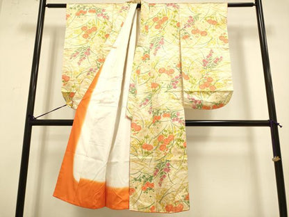 平和屋本店[]極上　子供　女の子　9・10歳　小紋　草花文　逸品　DZAB3234kh6