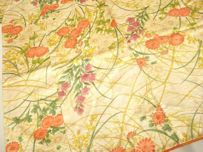 平和屋本店[]極上　子供　女の子　9・10歳　小紋　草花文　逸品　DZAB3234kh6
