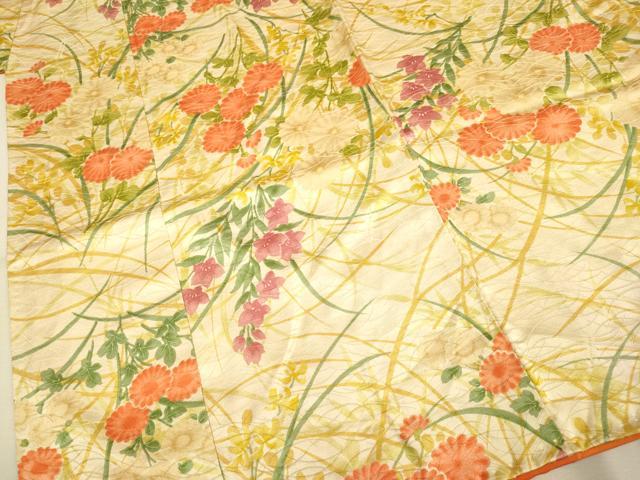 平和屋本店[]極上　子供　女の子　9・10歳　小紋　草花文　逸品　DZAB3234kh6