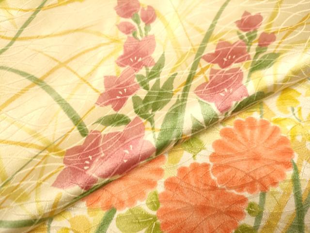 平和屋本店[]極上　子供　女の子　9・10歳　小紋　草花文　逸品　DZAB3234kh6