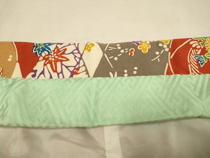 平和屋本店[]極上　子供　女の子　9・10歳　小紋・襦袢(半衿刺繍)セット　立浪御所車花文　逸品　DZAB3235kh6