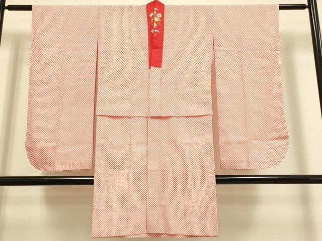 平和屋本店[]極上　子供　女の子　9・10歳　小紋・襦袢(半衿刺繍)セット　立浪御所車花文　逸品　DZAB3235kh6