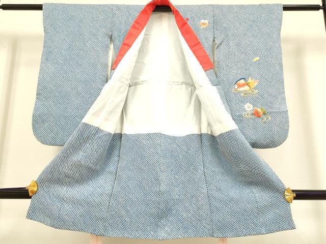 平和屋本店[]極上　七五三　女の子　3歳　祝着　三つ身　総刺繍　絞り　鴛鴦花文　逸品　DZAB3237kh6