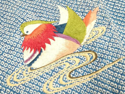 平和屋本店[]極上　七五三　女の子　3歳　祝着　三つ身　総刺繍　絞り　鴛鴦花文　逸品　DZAB3237kh6