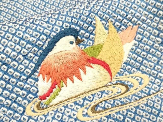 平和屋本店[]極上　七五三　女の子　3歳　祝着　三つ身　総刺繍　絞り　鴛鴦花文　逸品　DZAB3237kh6