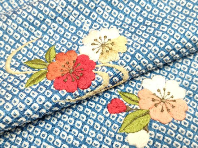 平和屋本店[]極上　七五三　女の子　3歳　祝着　三つ身　総刺繍　絞り　鴛鴦花文　逸品　DZAB3237kh6
