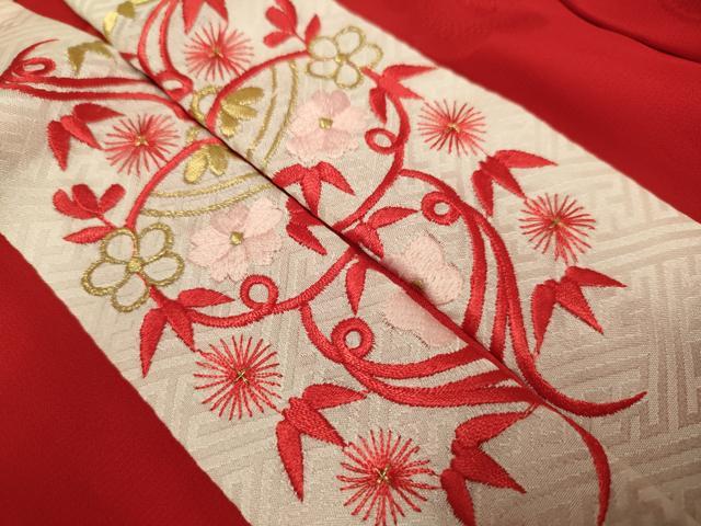 平和屋本店[]極上　七五三　女の子　7]歳　祝着・襦袢(半衿刺繍)セット　駒刺繍　絞り　舞桜　鈴　鐘　金彩　逸品　DZAB3238kh6