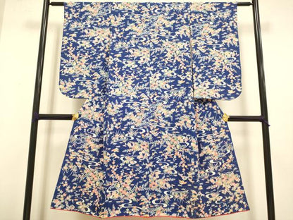 平和屋本店[]極上　子供　女の子　9・10歳　小紋　立波花文　逸品　DZAB3243kh6