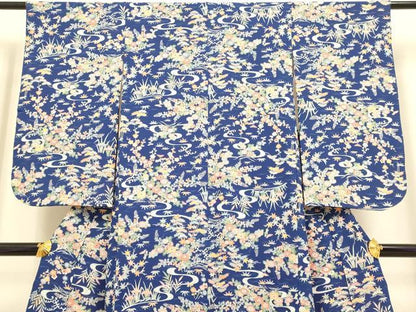 平和屋本店[]極上　子供　女の子　9・10歳　小紋　立波花文　逸品　DZAB3243kh6