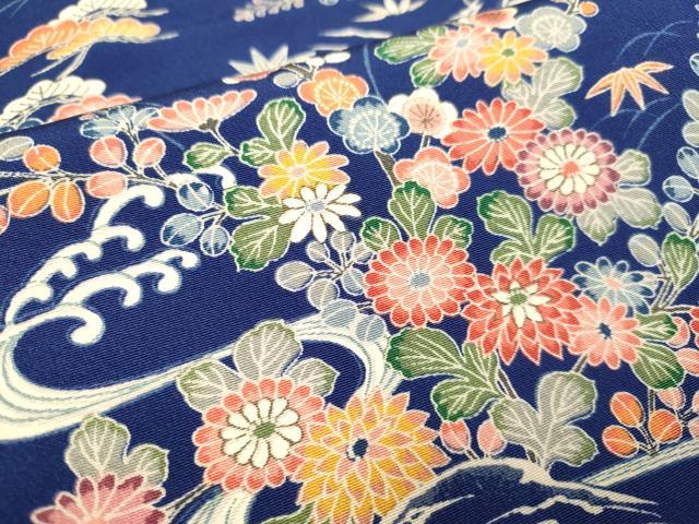 平和屋本店[]極上　子供　女の子　9・10歳　小紋　立波花文　逸品　DZAB3243kh6