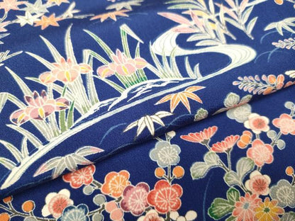 平和屋本店[]極上　子供　女の子　9・10歳　小紋　立波花文　逸品　DZAB3243kh6