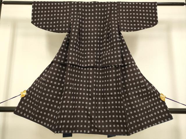 平和屋本店[]極上　子供　男の子　久留米絣　綿　着物・羽織セット　井桁絣　逸品　DZAB3244kh6
