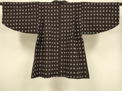 平和屋本店[]極上　子供　男の子　久留米絣　綿　着物・羽織セット　井桁絣　逸品　DZAB3244kh6