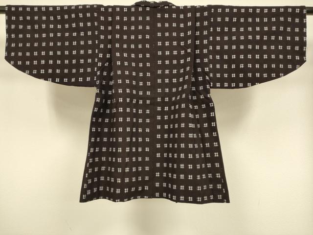 平和屋本店[]極上　子供　男の子　久留米絣　綿　着物・羽織セット　井桁絣　逸品　DZAB3244kh6