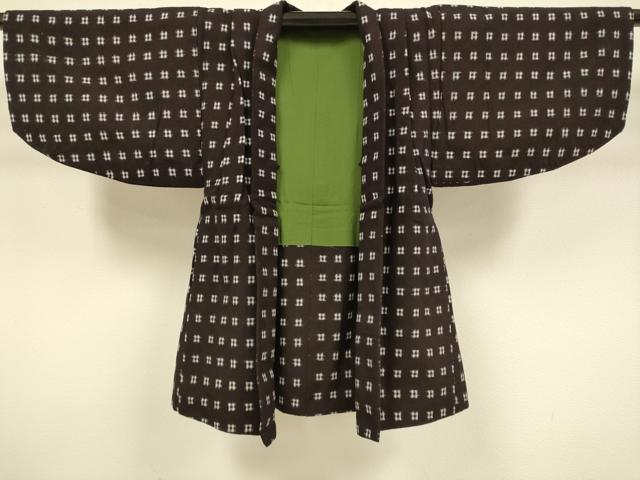 平和屋本店[]極上　子供　男の子　久留米絣　綿　着物・羽織セット　井桁絣　逸品　DZAB3244kh6