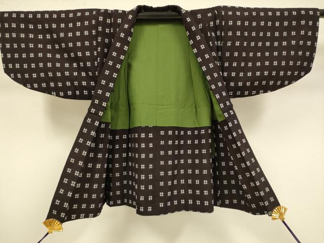平和屋本店[]極上　子供　男の子　久留米絣　綿　着物・羽織セット　井桁絣　逸品　DZAB3244kh6
