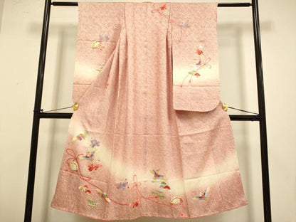平和屋本店∵極上 女の子 十三参り 子供 祝着・襦袢セット 刺繍 絞り 檜扇飛鶴 松竹梅 暈し染め 金銀糸 逸品 DZAB3247kh6