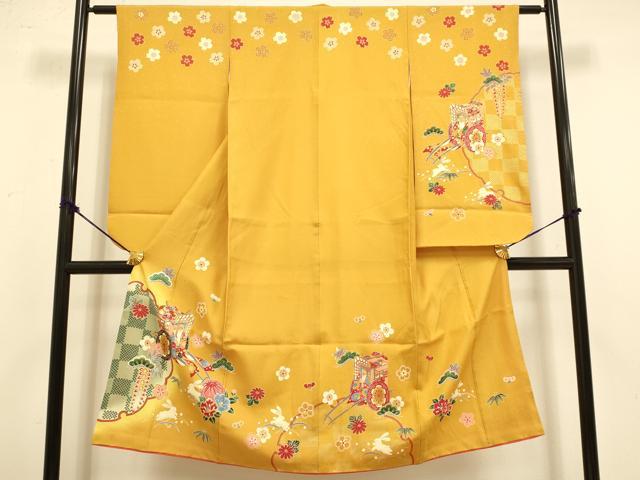 平和屋本店∵極上 女の子 十三参り 子供 祝着 御所車 毬 飛兎 暈し染め 金彩 逸品 DZAB3250kh6