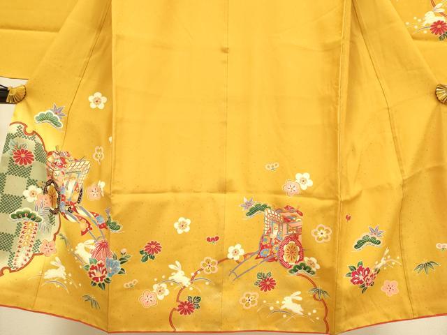 平和屋本店∵極上 女の子 十三参り 子供 祝着 御所車 毬 飛兎 暈し染め 金彩 逸品 DZAB3250kh6