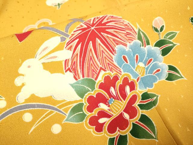 平和屋本店∵極上 女の子 十三参り 子供 祝着 御所車 毬 飛兎 暈し染め 金彩 逸品 DZAB3250kh6