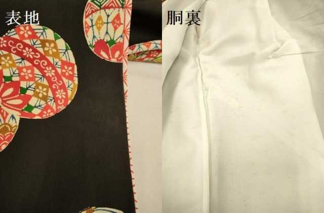 平和屋本店∵極上 女の子 十三参り 子供 祝着 型染 毬 黒地 逸品 DZAB3251kh6