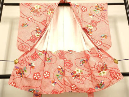 平和屋本店[]極上　七五三　女の子　3歳　祝着　三つ身・襦袢・草履セット　鴛鴦花文　金彩　逸品　DZAB3253kh6