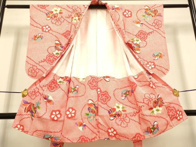 平和屋本店[]極上　七五三　女の子　3歳　祝着　三つ身・襦袢・草履セット　鴛鴦花文　金彩　逸品　DZAB3253kh6