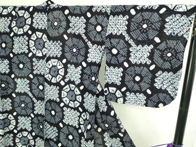 平和屋着物∴極上 夏物 浴衣 有松鳴海絞り 花繋ぎ 綿 逸品 DZAB3255kh6
