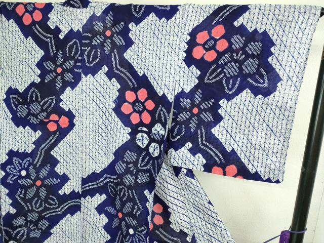 平和屋着物∴極上 夏物 浴衣 有松鳴海絞り 草花文 綿 逸品 DZAB3257kh6
