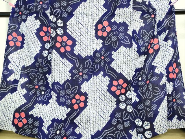 平和屋着物∴極上 夏物 浴衣 有松鳴海絞り 草花文 綿 逸品 DZAB3257kh6