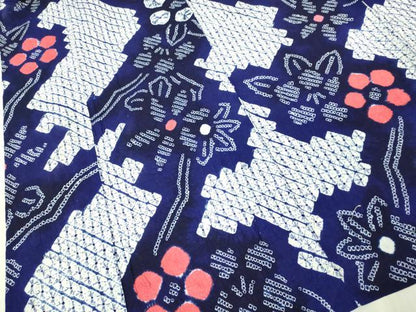 平和屋着物∴極上 夏物 浴衣 有松鳴海絞り 草花文 綿 逸品 DZAB3257kh6