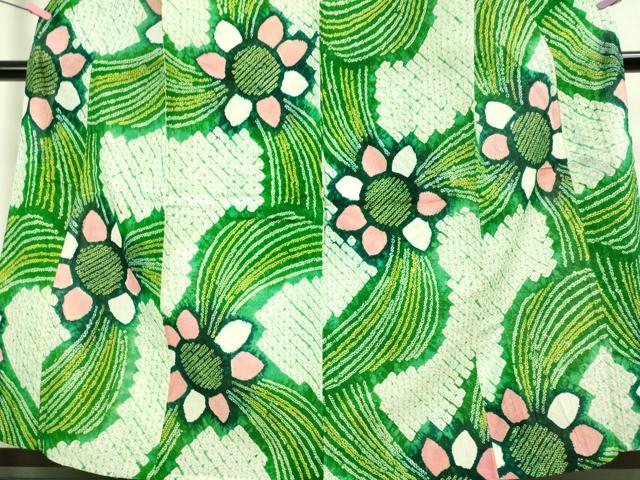 平和屋着物∴極上　夏物　浴衣　有松鳴海絞り　舞花文　綿　逸品　DZAB3258kh6