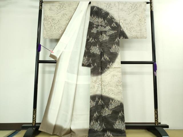 平和屋本店●極上　染織の名門　しょうざん  生紬　訪問着　網干　立波　証紙付き　逸品　DZAB3261kh6