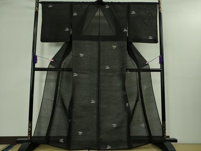 平和屋着物＊極上 夏物 紗紬 飛兎 黒地 逸品 DZAB3263kh6