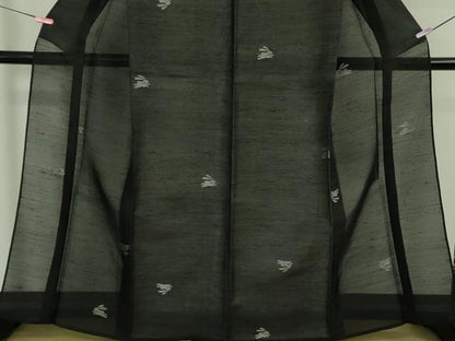 平和屋着物＊極上 夏物 紗紬 飛兎 黒地 逸品 DZAB3263kh6