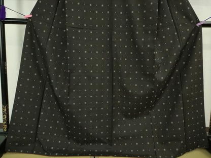 平和屋本店●極上 本場大島紬 9マルキ 黒地 逸品 DZAB3268kh6