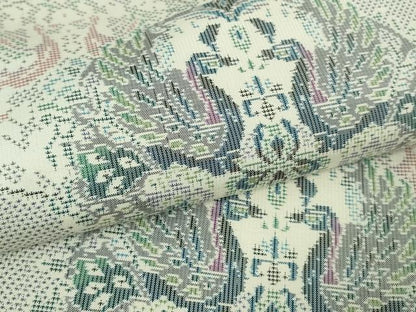 平和屋本店●極上　都喜ヱ門　本場大島紬　白大島　7マルキ　双鳥文　藤絹織物謹製　反端付き　逸品　DZAB3270kh6