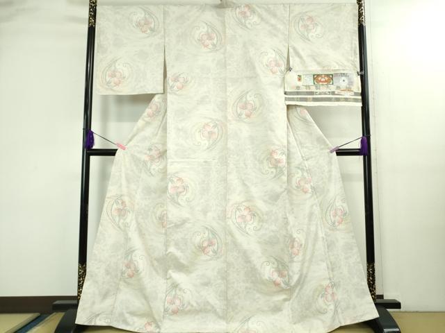 平和屋本店●極上　本場大島紬　白大島　白恵泥　花の女王　恵大島紬織物謹製　証紙付き　逸品　未使用　DZAB3271kh6
