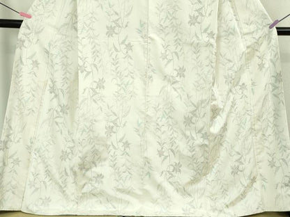 平和屋着物●極上　本場大島紬　白大島　草花文　逸品　DZAB3272kh6