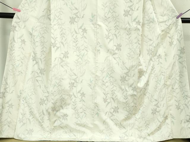 平和屋着物●極上　本場大島紬　白大島　草花文　逸品　DZAB3272kh6