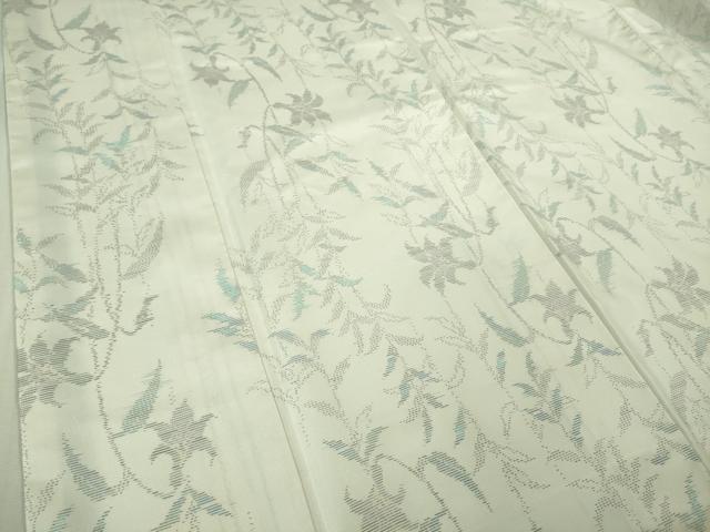 平和屋着物●極上　本場大島紬　白大島　草花文　逸品　DZAB3272kh6