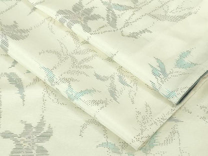平和屋着物●極上　本場大島紬　白大島　草花文　逸品　DZAB3272kh6