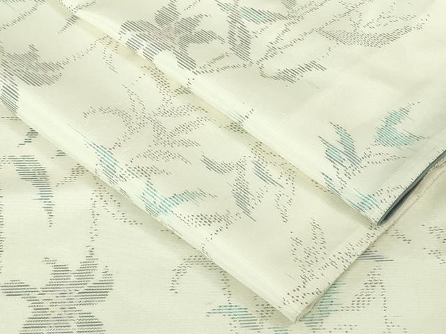 平和屋着物●極上　本場大島紬　白大島　草花文　逸品　DZAB3272kh6