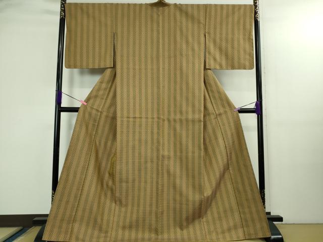 平和屋本店●極上　山下八百子　本場黄八丈　市松綾織　紬　逸品　未使用　DZAB3278kh6