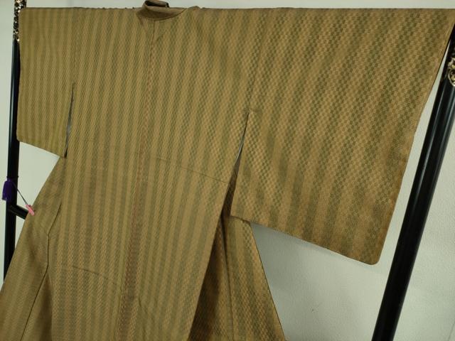 平和屋本店●極上　山下八百子　本場黄八丈　市松綾織　紬　逸品　未使用　DZAB3278kh6
