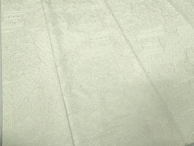 平和屋本店●極上　中国三大刺繍　スワトウ刺繍　汕頭刺繍　総刺繍　訪問着　名物裂花文　象牙色地　逸品　DZAB3279kh6